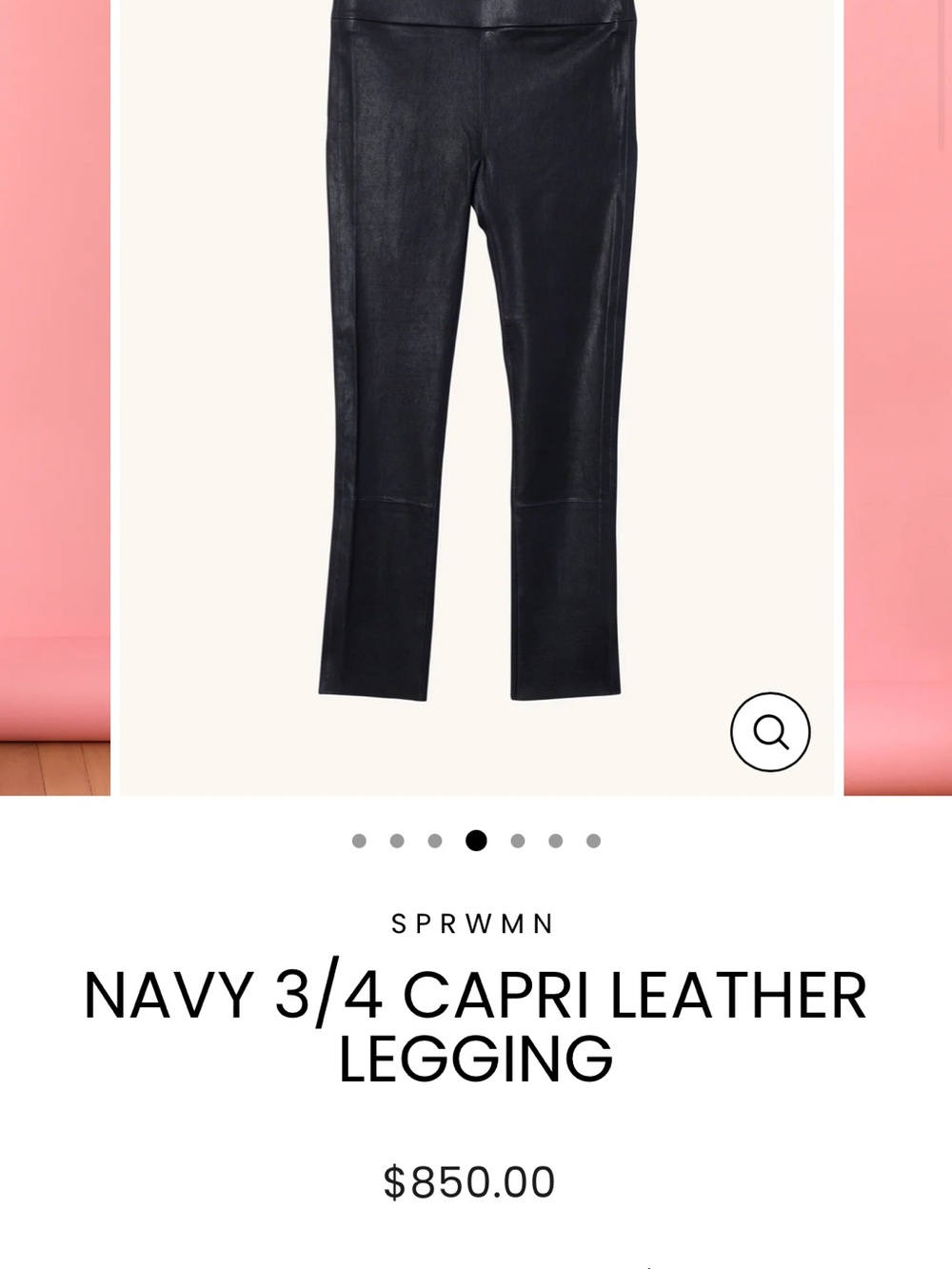 SPRWmn Navy 3/4 Capri Leather Legging